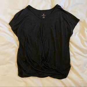 Grey Surplice Short Sleeve Athletic Top